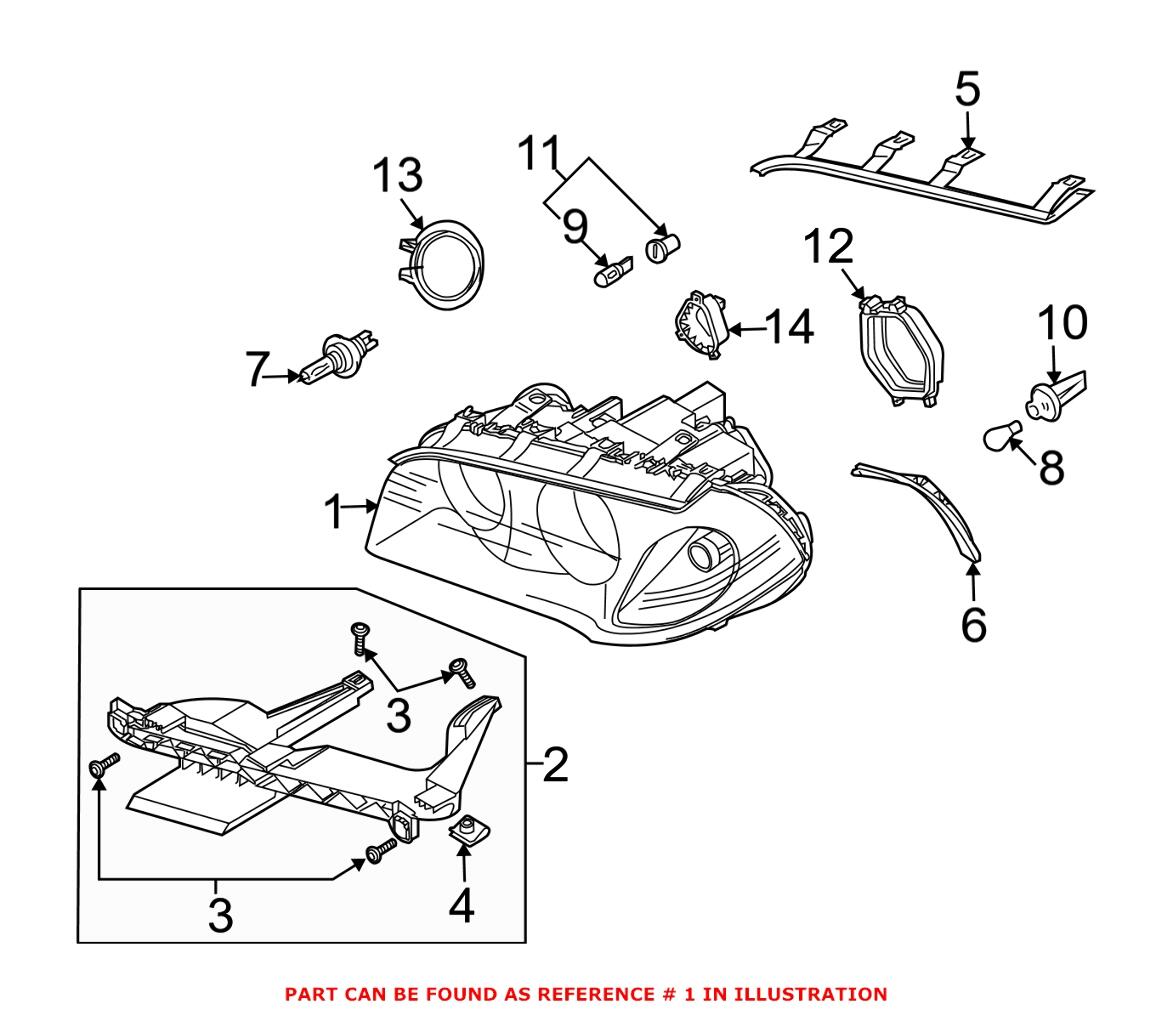 BMW Headlight Assembly - Driver Side (Halogen) 63123418423